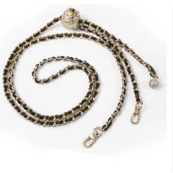 Handbags - Replacement Quality Adjustable Purse Chain Faux Black Leather Gold;NWOT